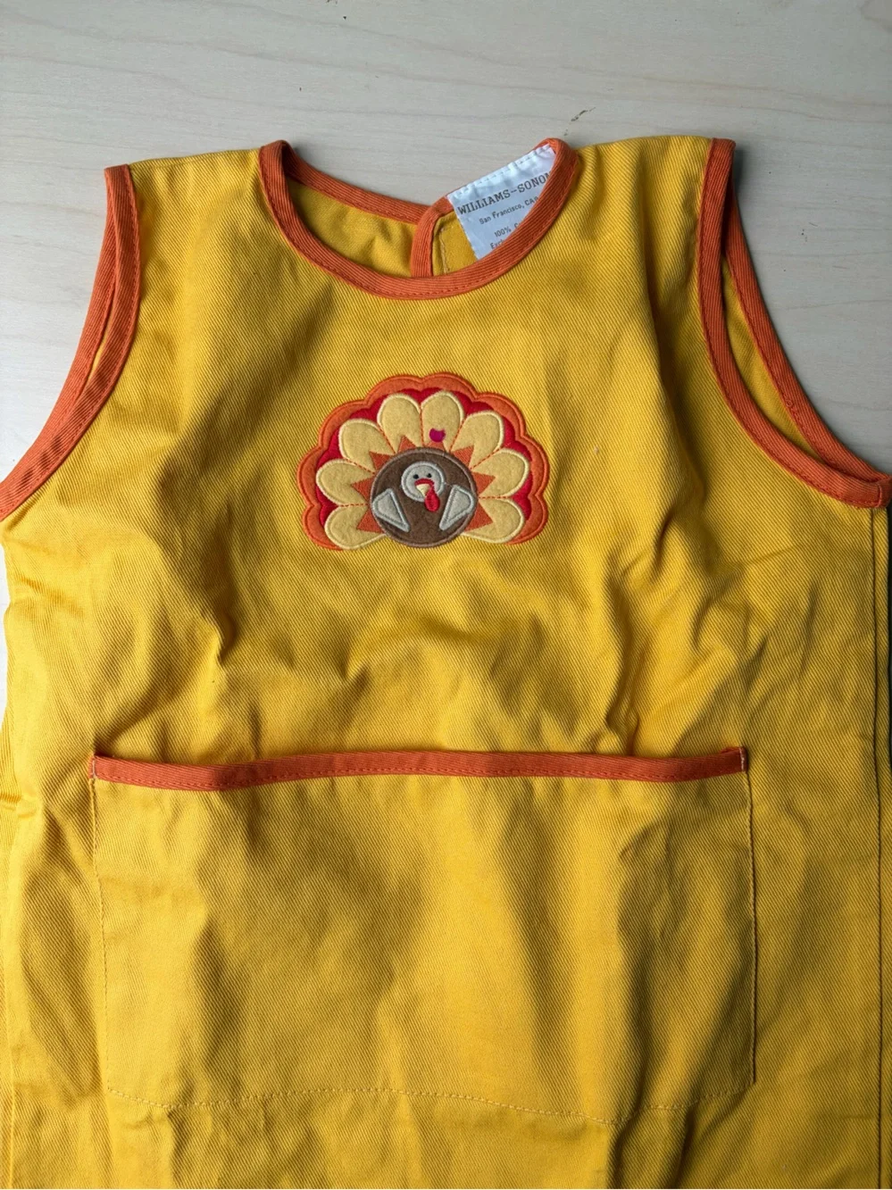 Williams Sonoma Thanksgiving Kids Apron Bib Turkey 4-6 years old
